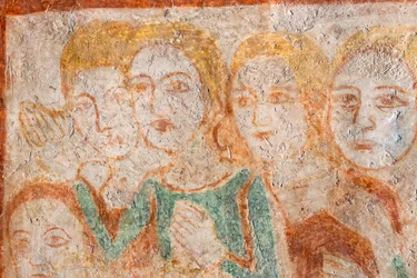 Groupe de fidèles fresque