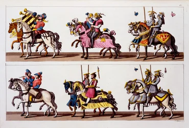 Saint-Empire romain germanique : Participants à un tournoi au château de Luxembourg à l