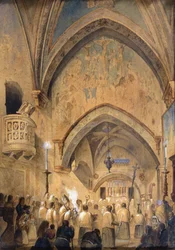 Intérieur du Sacro Speco, Subiaco, Italie