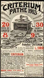Publicité italienne du gramophone Criterium de la marque Pathé.