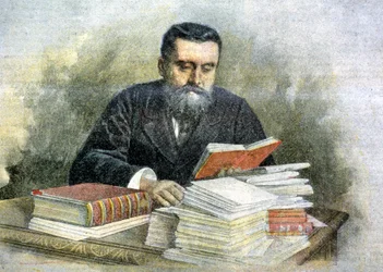 Jean Jaurès à son bureau de lecture (1859 - 1914) - in "La Tribuna illustrata"