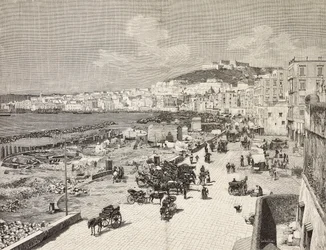 La Marinella, Naples, Italie, gravure de Sabattini d