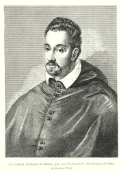 Le Cardinal Ferdinand de Médicis, plus tard Ferdinand Ier, Par Scipione di Gaeta, Collection Pitti (gravure)