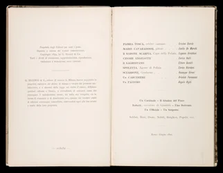 Libretto de Tosca, Édition Ricordi, Italie