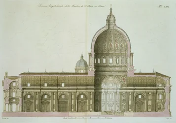 Coupe longitudinale de la basilique Saint-Pierre à Rome, planche 26 de la Partie III de L