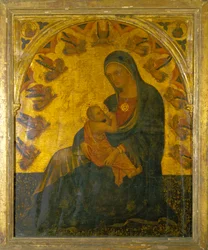 Madone et enfant (huile sur panneau)