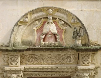 Madonna della Misericordia, détail de la lunette du portail