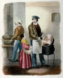 Métier milanais : un vendeur de châtaignes