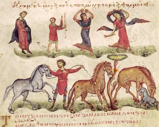 Ms Grec 479 Entraîneurs de chevaux, illustration tirée de l