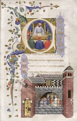 Boèce avec des étudiants en prison, de De Consolatione Philosophiae cum Commento, 1385