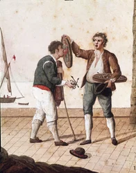 Anciens métiers napolitains : vendeurs de petits serpents - (Anciens métiers napolitains : vendeur de couleuvres), XIXe siècle - Naples, Museo Nazionale di San Martino