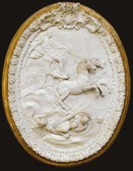 Une des quatre plaques ovales moulées de Doccia, milieu du 18e siècle