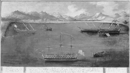 Un des exploits navals du célèbre marin, Mattio Ivanovich da Dobrota, vers 1730