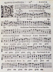 Page de la partition musicale du Concerto 5 dans « Canzoni alla francese » d