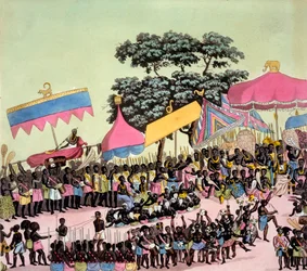 Vue panoramique de la coutume Yam, de Costumi dei... par Giulio Ferrario, vers 1820-30