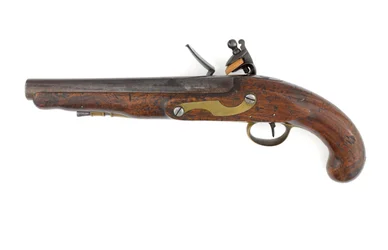Pistolet à silex modèle 1796 pour dragons lourds, variation avec tuyau de baguette et serrure modèle Ordnance, vers 1800