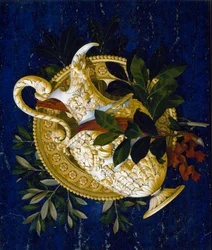 Pichet et feuilles (marqueterie de marbre incrusté)