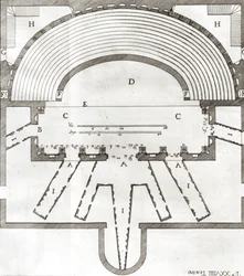 Plan du Théâtre Olympique, Vicence, conçu par Andrea Palladio (1508-80) construit en 1580-85