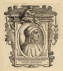 Portrait de Buonamico di Martino ou Buonamico Buffalmacco, peintre italien qui a travaillé à Florence, Bologne et Pise, vers 1290-1340