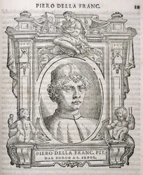 Portrait de Piero della Francesca (1415-92) de Vies des artistes de Vasari, première publication 1550