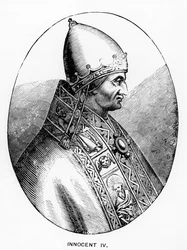 Portrait du pape Innocent IV, illustration de Science et Littérature au Moyen Âge et à la Renaissance, écrit et gravé par Paul Lacroix, 1878