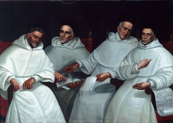 Portrait des inquisiteurs Michele Sasso, Tommaso Novaro, Vincenzo Reghezza, Ambrogio Roggeri. Peinture de l