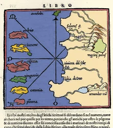 Représentation des îles Canaries. Isolario (carte des îles) par Benedetto Bordone. Venise 1547.