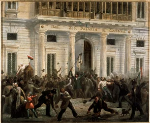 Révolutions de 1848, Cinq jours de Milan : les insurgés prennent le Palais du Gouvernement le 18 mars