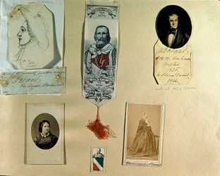 Risorgimento : tableau collage autour du patriote italien Giuseppe Garibaldi (1807-1882). Rome, Museo del Risorgimento