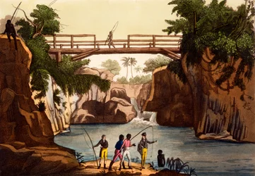 Rivière Roccie près de San Benedetto, île de Madagascar, de Costumi dei... par Giulio Ferrario, vers 1820-30
