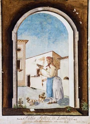 Femme de Romagne, aquarelle et encre, Italie