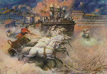 Chariots romains (lithographie couleur)