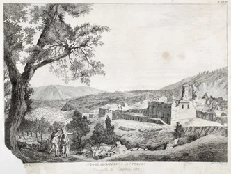 Ruines de Soriano Calabro et le temple, Calabre, 1783