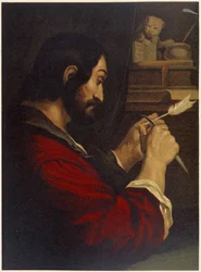 Saint Marc taillant une plume - dans « Aurea Bibbia classica: storia della rivelazione divina nell