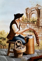 Vendeur de sorbet, gravure, Italie