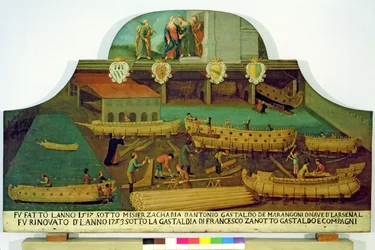 Enseigne pour la famille Marangoni de constructeurs de navires, vénitien, 1517