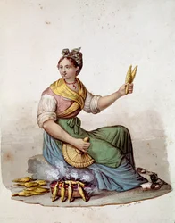 Ancien métier napolitain : vendeuse de maïs grillé, XIXe siècle, Museo Nazionale di San Martino, Naples