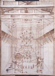 Machinerie de scène pour les opéras au théâtre San Salvatore à Venise, 1675