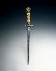 Stylet avec poignée en forme de figures de Charité, Justice et Espoir, vers 1650