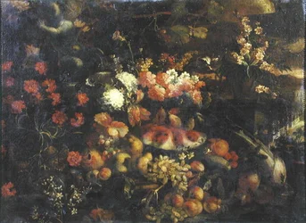 Nature morte avec fruits et putti