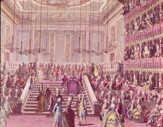 Le Bal au Teatro San Benoit à Venise le 22 janvier 1782, fin du XVIIIe siècle