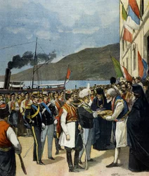 Le prince de Naples - futur Victor-Emmanuel III (Victor-Emmanuel) (Vittorio Emanuele) - reçoit à Rijeka, selon la tradition, le pain et le sel de la famille d
