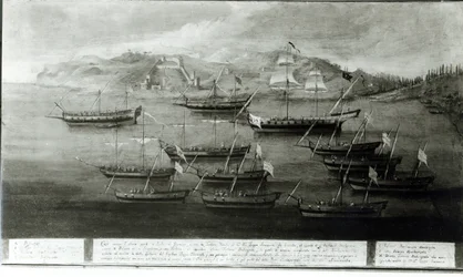 La flotte vénitienne dirigée par le capitaine Ivanovich da Dabrota contre les pirates turcs à Durazzo, 1756