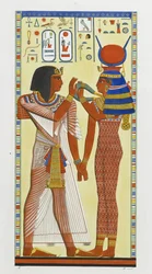 La déesse Hathor plaçant le collier magique sur Seti I