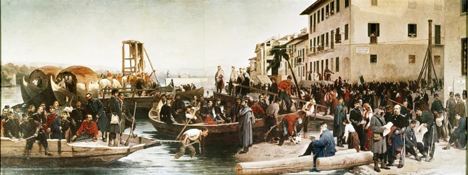 Le débarquement des Chasseurs des Alpes à Sesto Calende en 1848