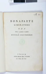 Page de titre de Bonaparte Liberatore par Niccolo Ugo Foscolo, édition originale, 1797