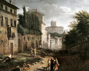 Vue de la rue San Bonaventura sur la colline Palatine à Rome