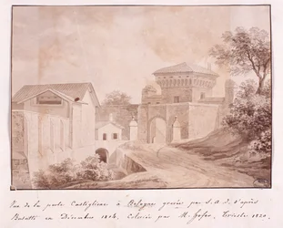Vue de la porte de Castiglione à Bologne, gravée par S.A.I. d