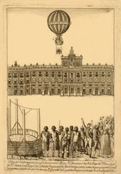 Vista del globo areostatico qe. se hecho ante, pub. 1793
