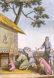 Sanctuaire taoïste en bord de route à la campagne, du Costume dei... par Giulio Ferrario, vers 1820-1830